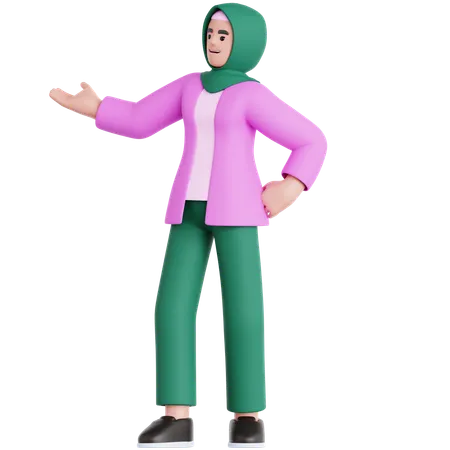 Woman Showing Something  3D Illustration