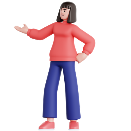 Woman Showing Something  3D Illustration