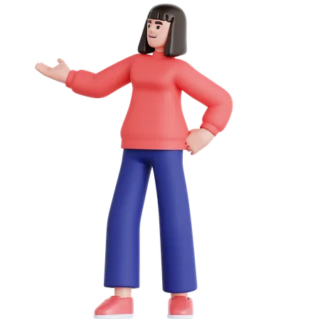 Woman Showing Something  3D Illustration