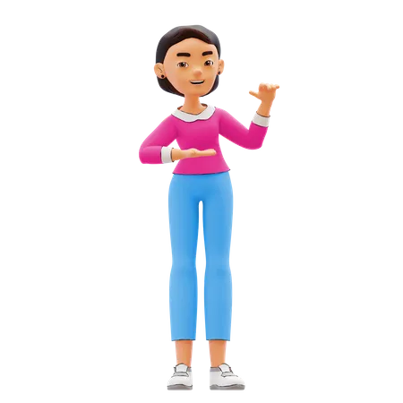 Woman showing something 3D Illustration