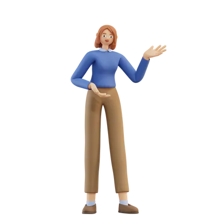 Woman Showing Something 3D Illustration