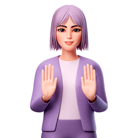 Woman Showing Stop Gesture  3D Icon