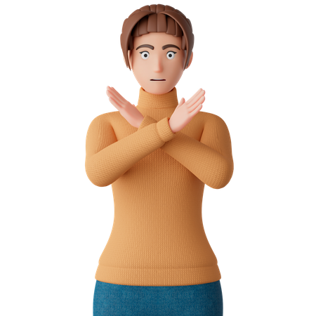 Woman Showing Stop Gesture  3D Icon
