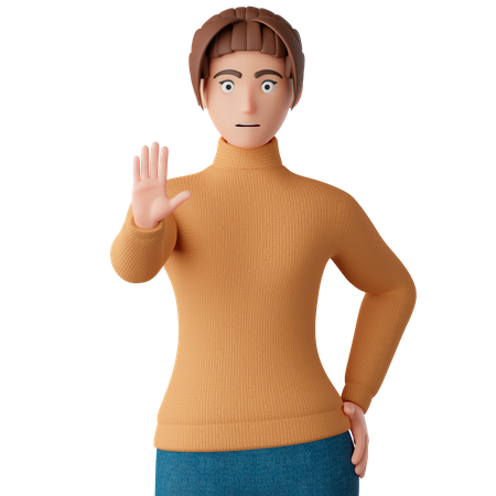 Woman Showing Stop Gesture  3D Icon