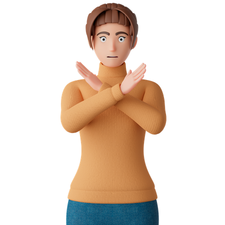 Woman Showing Stop Gesture  3D Illustration