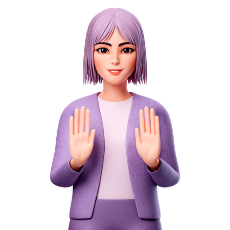 Woman Showing Stop Gesture  3D Illustration