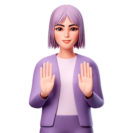 Woman Showing Stop Gesture  3D Illustration