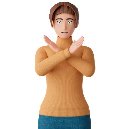 Woman Showing Stop Gesture  3D Illustration