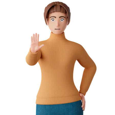Woman Showing Stop Gesture  3D Illustration