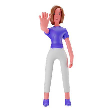 Woman showing stop hand gesture  3D Icon