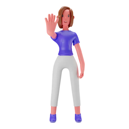 Woman showing stop hand gesture 3D Illustration