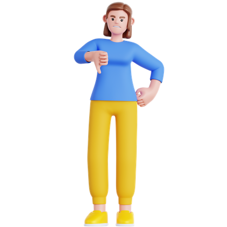 Woman Showing Thumb Down  3D Illustration