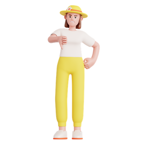 Woman Showing Thumb Down  3D Illustration