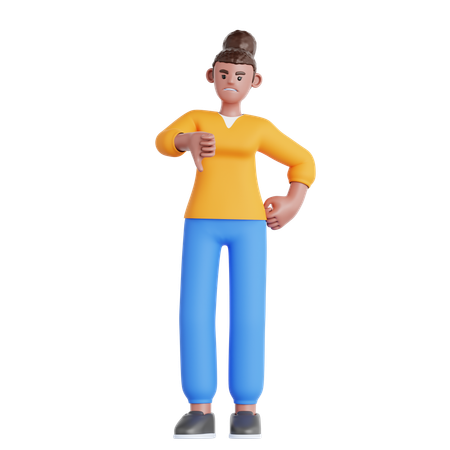 Woman Showing Thumb Down  3D Illustration