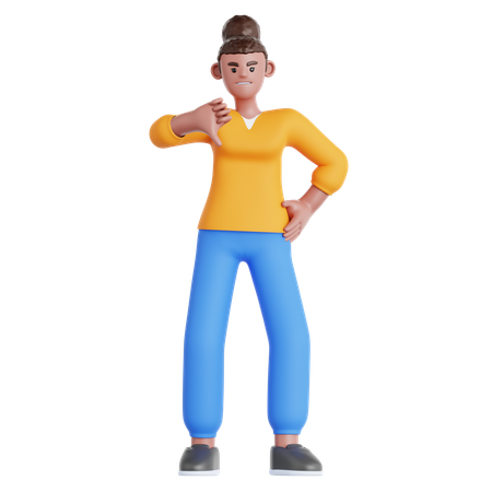 Woman Showing Thumb Down  3D Illustration