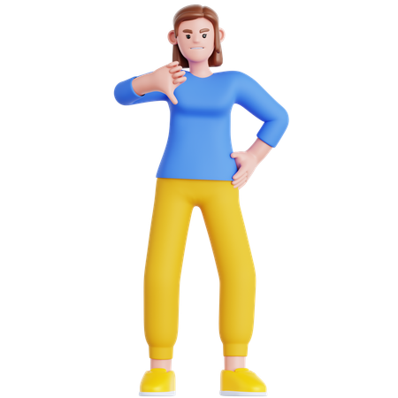 Woman Showing Thumb Down  3D Illustration