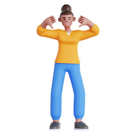 Woman Showing Thumb Down  3D Illustration