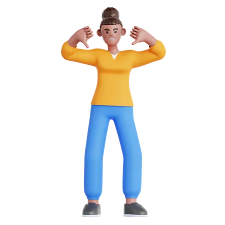 Woman Showing Thumb Down  3D Illustration