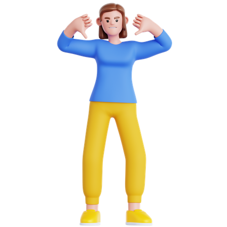 Woman Showing Thumb Down  3D Illustration