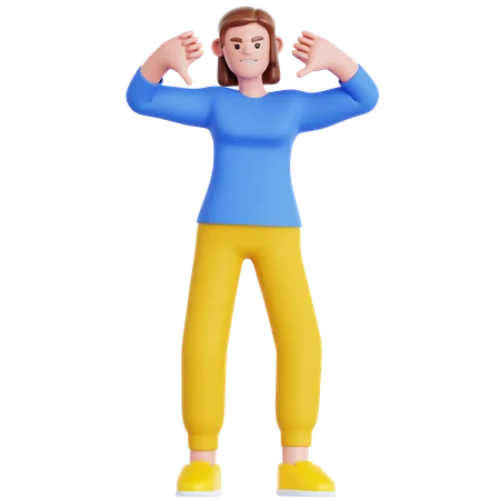 Woman Showing Thumb Down  3D Illustration