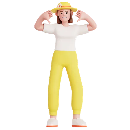 Woman Showing Thumb Down  3D Illustration