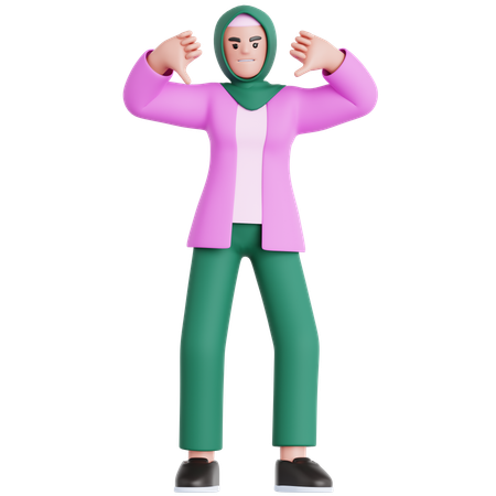 Woman Showing Thumb Down  3D Illustration