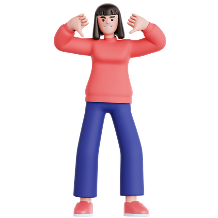 Woman Showing Thumb Down  3D Illustration