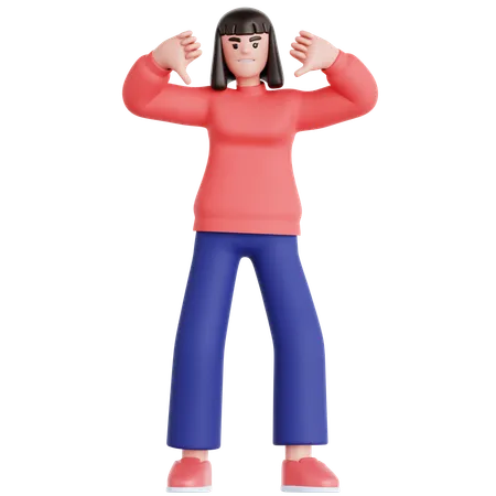 Woman Showing Thumb Down  3D Illustration