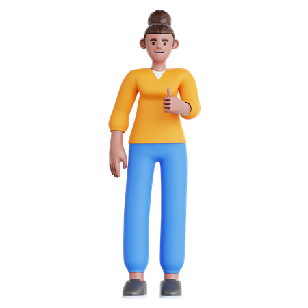 Woman Showing Thumb Up  3D Illustration