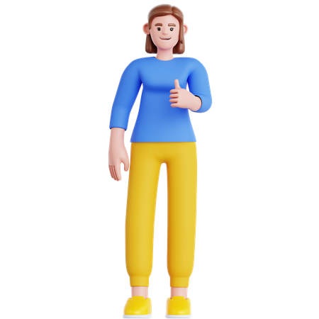 Woman Showing Thumb Up  3D Illustration