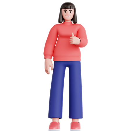 Woman Showing Thumb Up  3D Illustration