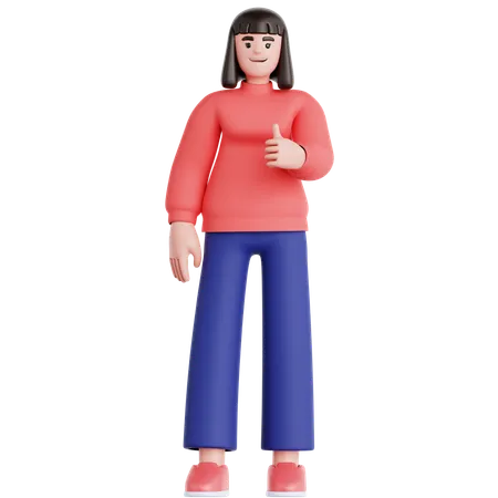 Woman Showing Thumb Up  3D Illustration