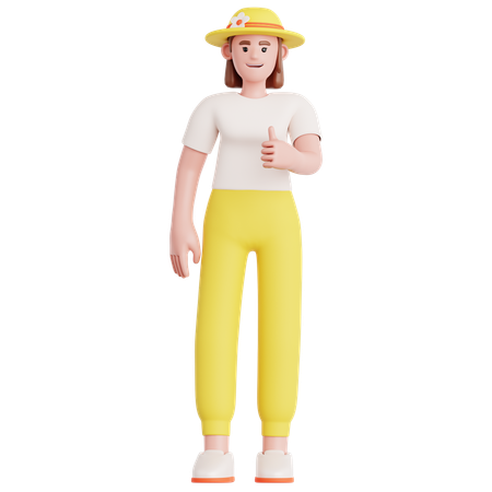 Woman Showing Thumb Up  3D Illustration