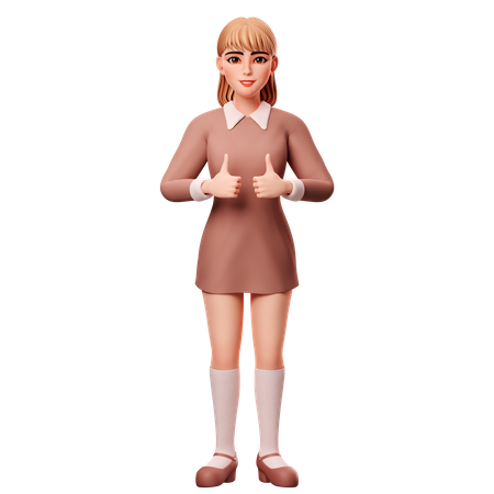 Woman Showing Thumb Up  3D Illustration