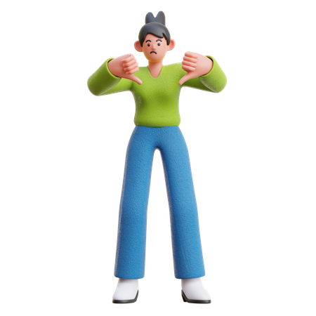 Woman showing Thumbs Down  3D Illustration