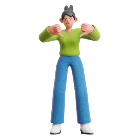 Woman showing Thumbs Down  3D Illustration