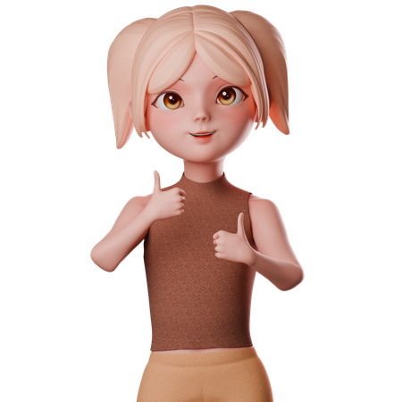 Woman Showing Thumbs Up  3D Illustration