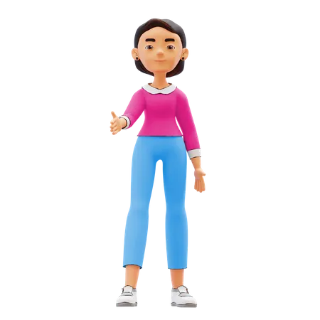 Woman showing thumbs up  3D Illustration