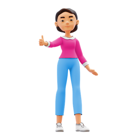 Woman showing thumbs up  3D Illustration