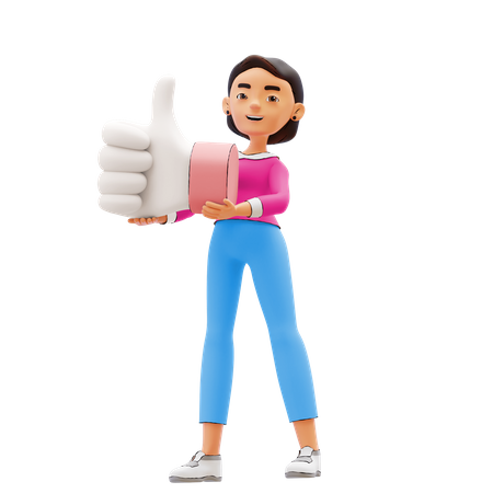 Woman showing Thumbs Up  3D Illustration