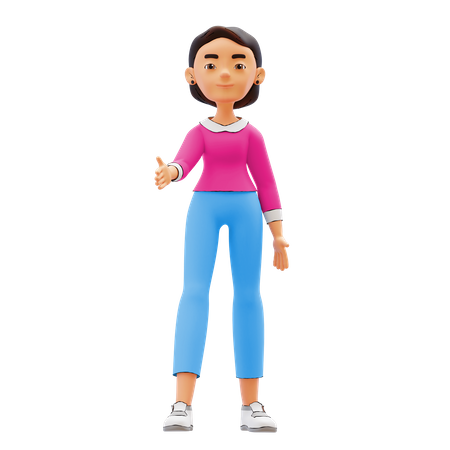 Woman showing thumbs up 3D Illustration