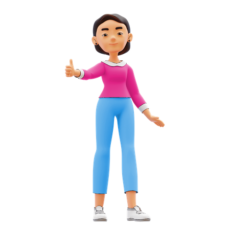 Woman showing thumbs up 3D Illustration
