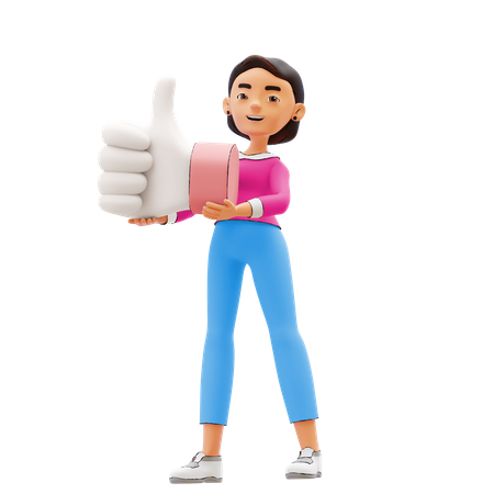 Woman showing Thumbs Up 3D Illustration