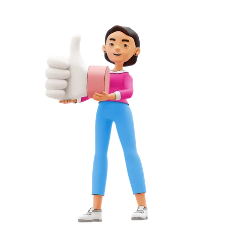 Woman showing Thumbs Up  3D Illustration