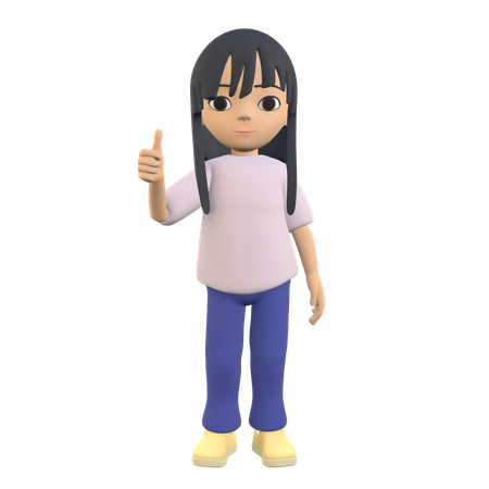 Woman Showing Thumbs Up Pose  3D Illustration