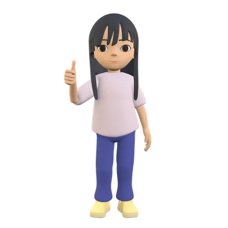 3 D Woman Showing Thumbs Up Character Pose 3D Illustration