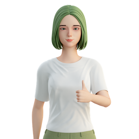 Woman showing thumbs up with left hand  3D Illustration