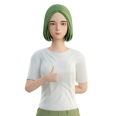 Woman showing thumbs up with right hand  3D Illustration