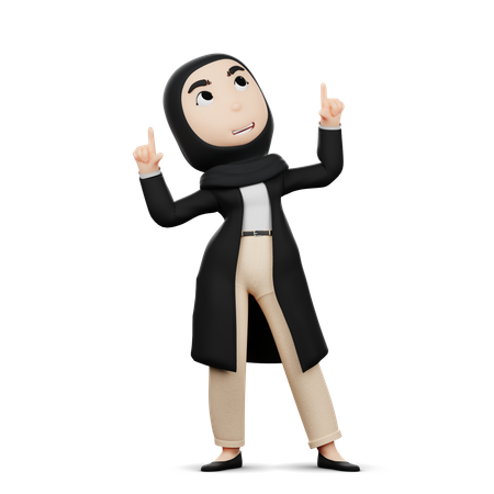 Woman Showing Up Gesture  3D Illustration