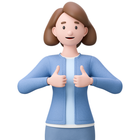 Woman Shows A Thumb Up Like Sign  3D Illustration